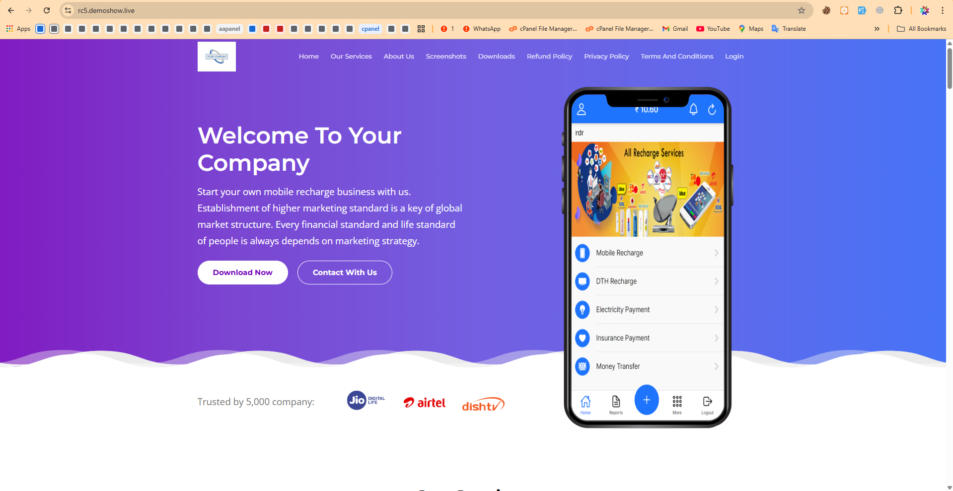 Recharge  5 Website Admin Portal
