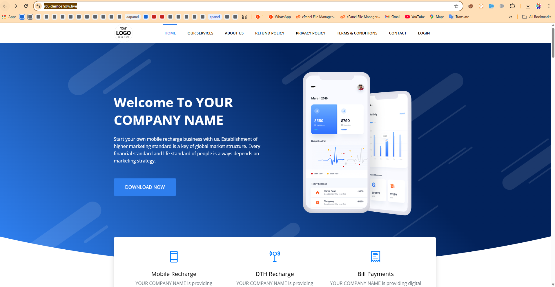 Recharge  6 Website Admin Portal